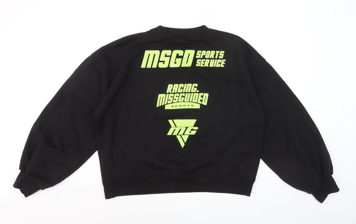 Missguided Unisex Black Graphic Print Pullover Sweatshirt Size 14