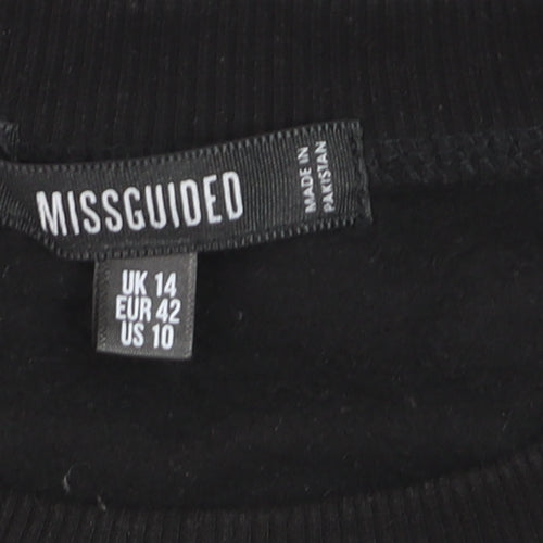 Missguided Unisex Black Graphic Print Pullover Sweatshirt Size 14