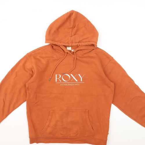 Roxy Womens Orange Pullover Hoodie Small Cotton Blend Casual