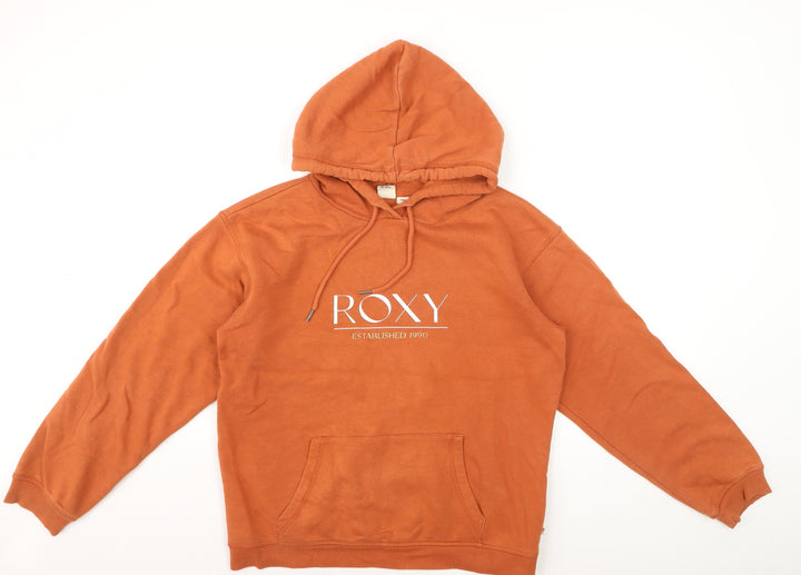 Roxy Womens Orange Pullover Hoodie Small Cotton Blend Casual
