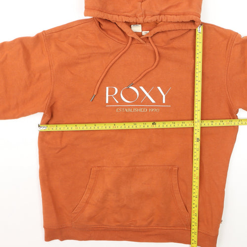 Roxy Womens Orange Pullover Hoodie Small Cotton Blend Casual
