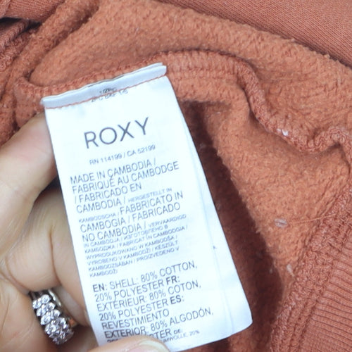 Roxy Womens Orange Pullover Hoodie Small Cotton Blend Casual