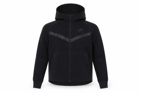 Front view of Nike Men's Black Full Zip Hoodie, size S, Sports Fleece Jacket