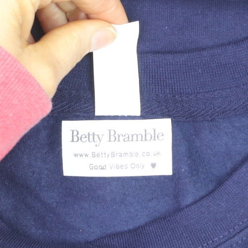 Betty Bramble Womens Navy Sweatshirt XXL Pink Star Print Crew Neck