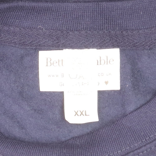 Betty Bramble Womens Navy Sweatshirt XXL Pink Star Print Crew Neck