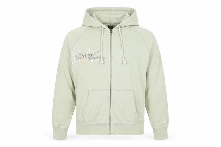 Gap Men's Beige Full Zip Hoodie L Graphic Print Cotton Blend