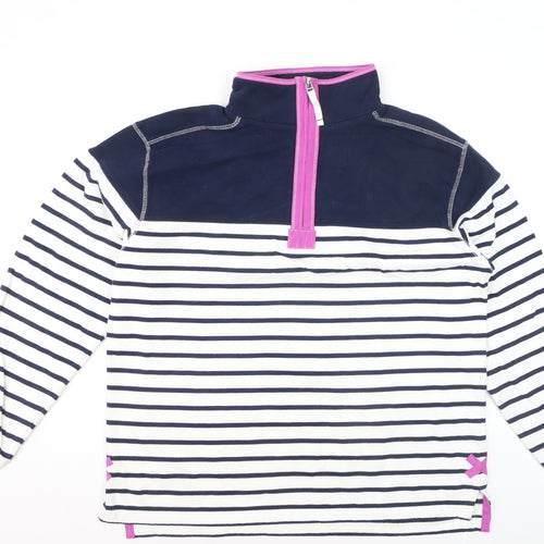 Lazy Jacks Women Navy White Striped 1/4 Zip Pullover Sweatshirt XL