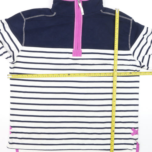 Lazy Jacks Women Navy White Striped 1/4 Zip Pullover Sweatshirt XL
