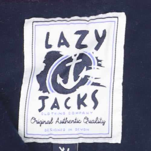 Lazy Jacks Women Navy White Striped 1/4 Zip Pullover Sweatshirt XL