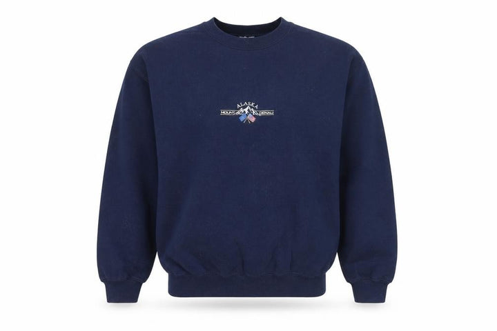 Topshop Unisex Navy Blue Alaska Embroidered Pullover Sweatshirt L