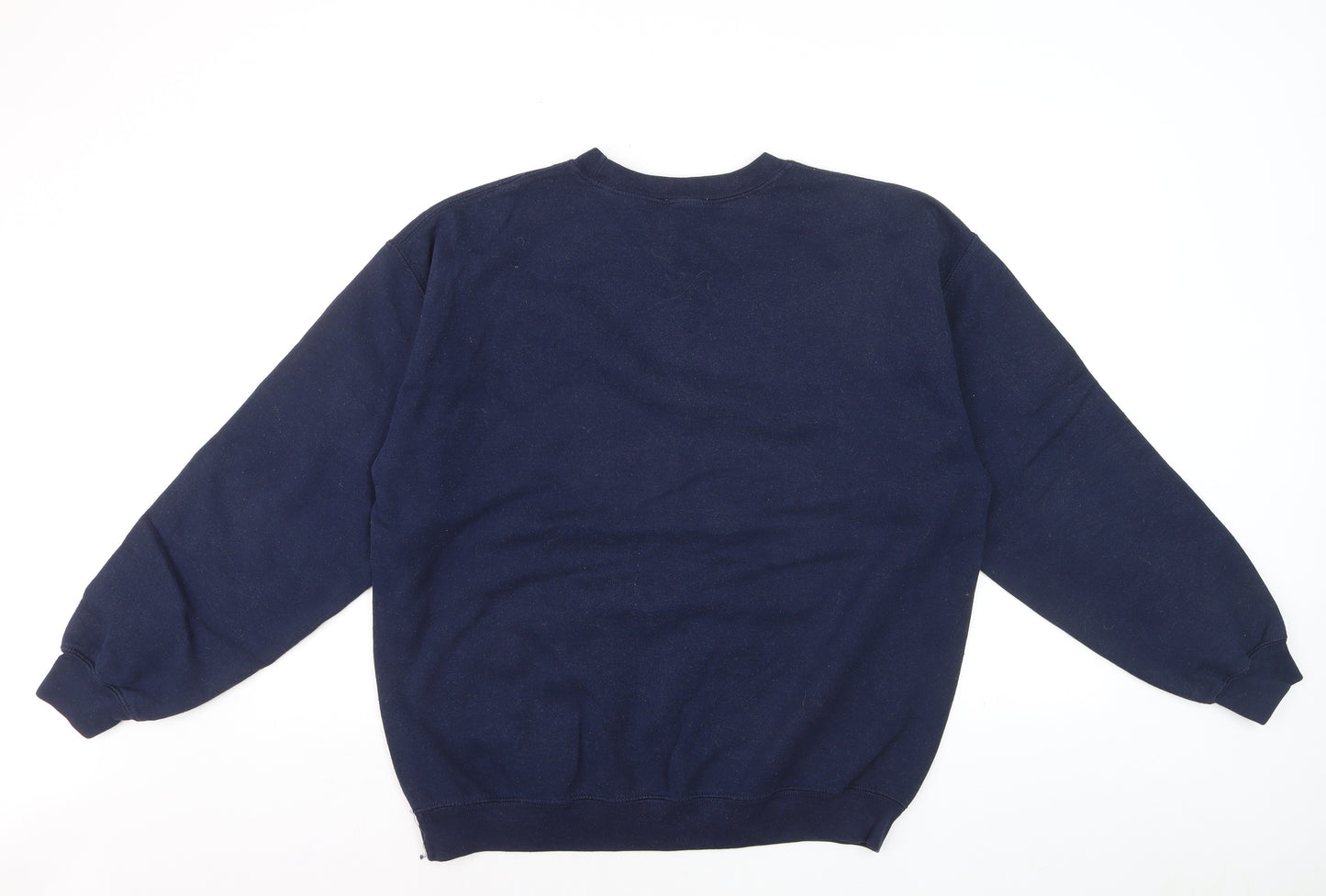 Topshop Unisex Navy Blue Alaska Embroidered Pullover Sweatshirt L