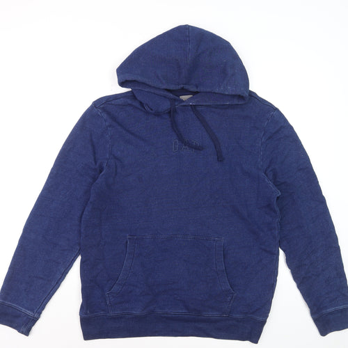 GAP Men's Blue Pullover Hoodie Medium Cotton Logo Sweatshirt