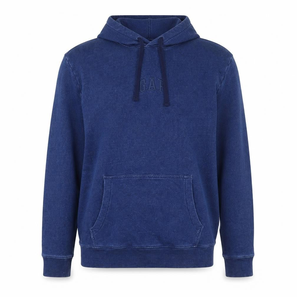 Gap Men's Blue Pullover Hoodie Medium Cotton Logo Sweatshirt