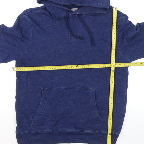 GAP Men's Blue Pullover Hoodie Medium Cotton Logo Sweatshirt