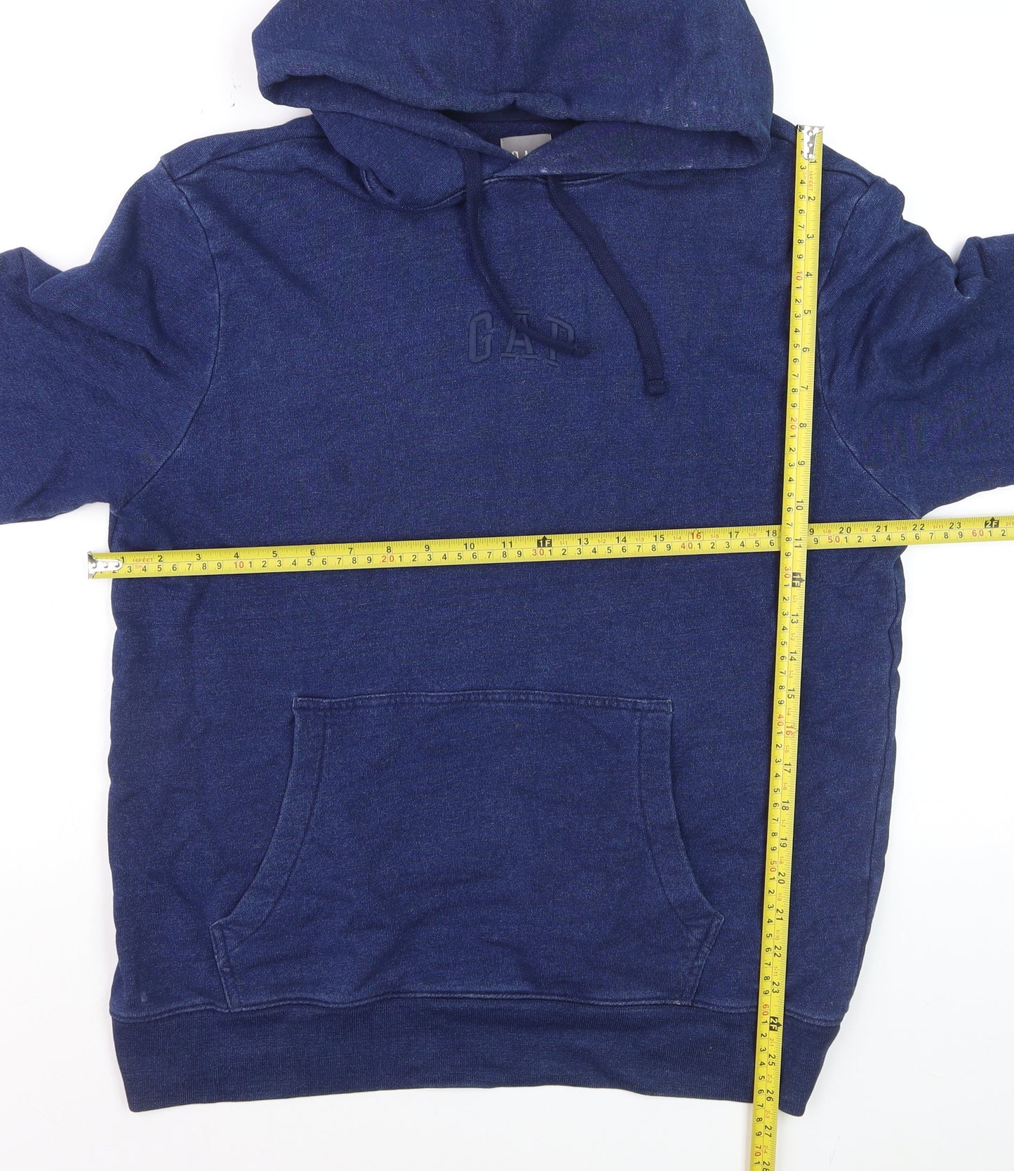 GAP Men's Blue Pullover Hoodie Medium Cotton Logo Sweatshirt