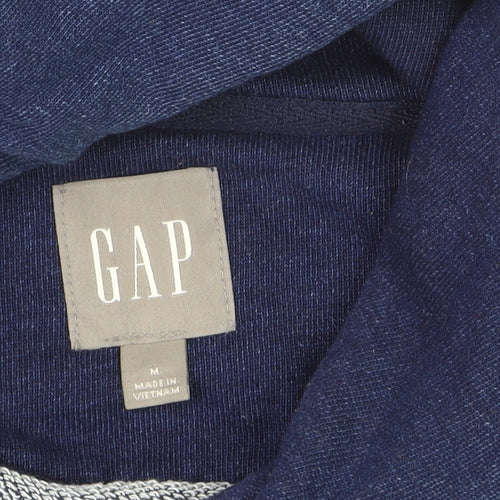 GAP Men's Blue Pullover Hoodie Medium Cotton Logo Sweatshirt