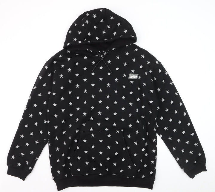 SDMN Womens Black Star Print Pullover Hoodie XXL Cotton Blend