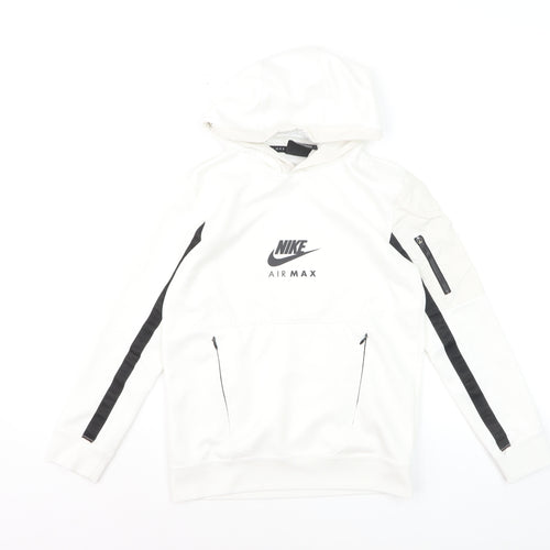 Nike Air Max Boys White Pullover Hoodie Small 128-137cm Polyester