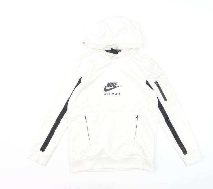 Nike Air Max Boys White Pullover Hoodie Small 128-137cm Polyester