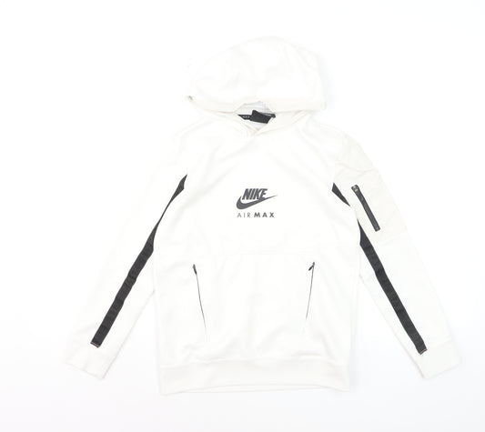 Nike Air Max Boys White Pullover Hoodie Small 128-137cm Polyester