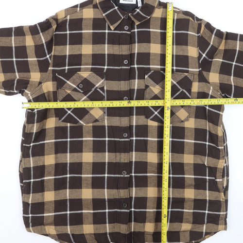 Weekday Men's Brown Check Flannel Lined Cotton Shirt XS