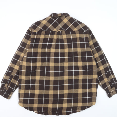 Weekday Men's Brown Check Flannel Lined Cotton Shirt XS