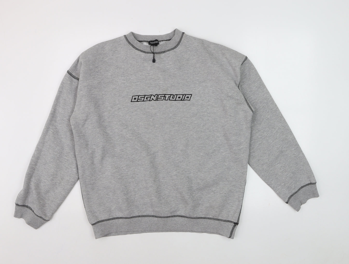 Bochoo Men's Grey Logo Pullover Sweatshirt Medium