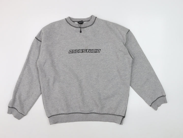 Bochoo Men's Grey Logo Pullover Sweatshirt Medium