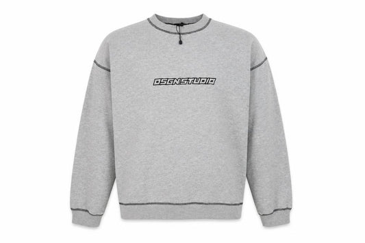Front view of Bochoo Men's Grey Logo Pullover Sweatshirt Medium