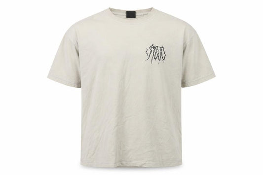 Front view of SVD Men Beige Graphic Print Cotton Crew Neck T-Shirt, size L