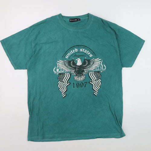 PrettyLittleThing Women's Green USA Graphic T-Shirt Size M