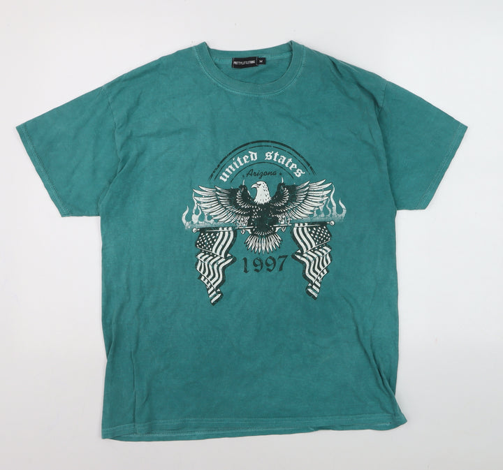 PrettyLittleThing Women's Green USA Graphic T-Shirt Size M