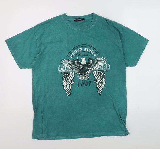 PrettyLittleThing Women's Green USA Graphic T-Shirt Size M