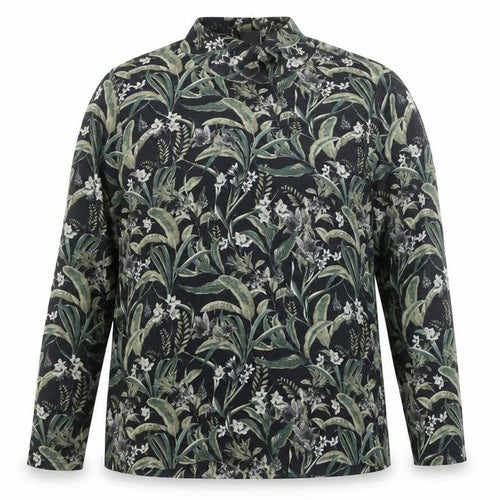 ICHI Women’s Black Floral Long Sleeve Tunic Blouse Size L