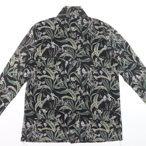 ICHI Women’s Black Floral Long Sleeve Tunic Blouse Size L