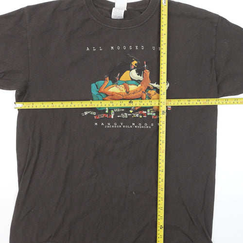 The Duck Co Men's Black Graphic T-Shirt L All Moosed Up Funny Cotton