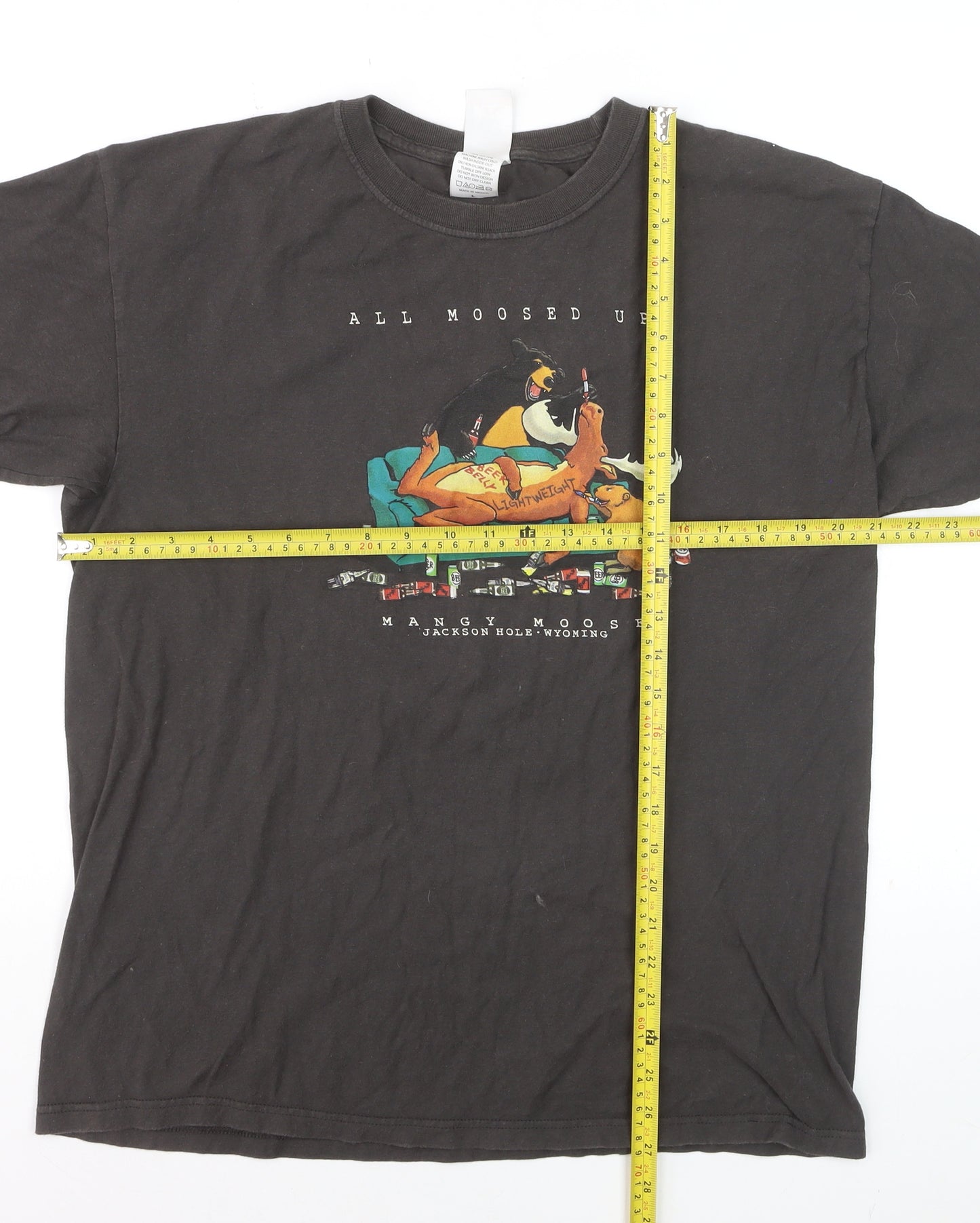 The Duck Co Men's Black Graphic T-Shirt L All Moosed Up Funny Cotton