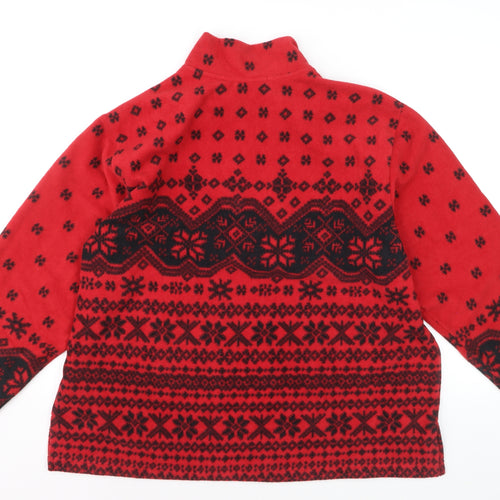 Coldwater Creek Unisex Red Fair Isle Fleece 1/4 Zip Sweatshirt 2XL