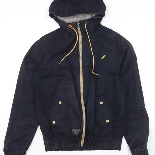 Brookhaven Men's Blue L Hooded Windbreaker Jacket with Zip Pockets