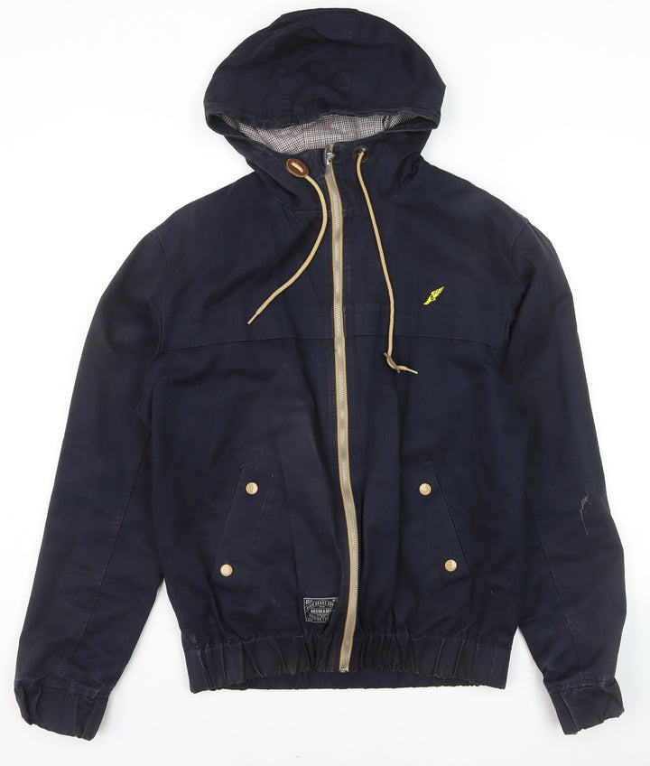 Brookhaven Men's Blue L Hooded Windbreaker Jacket with Zip Pockets