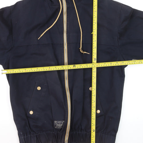 Brookhaven Men's Blue L Hooded Windbreaker Jacket with Zip Pockets