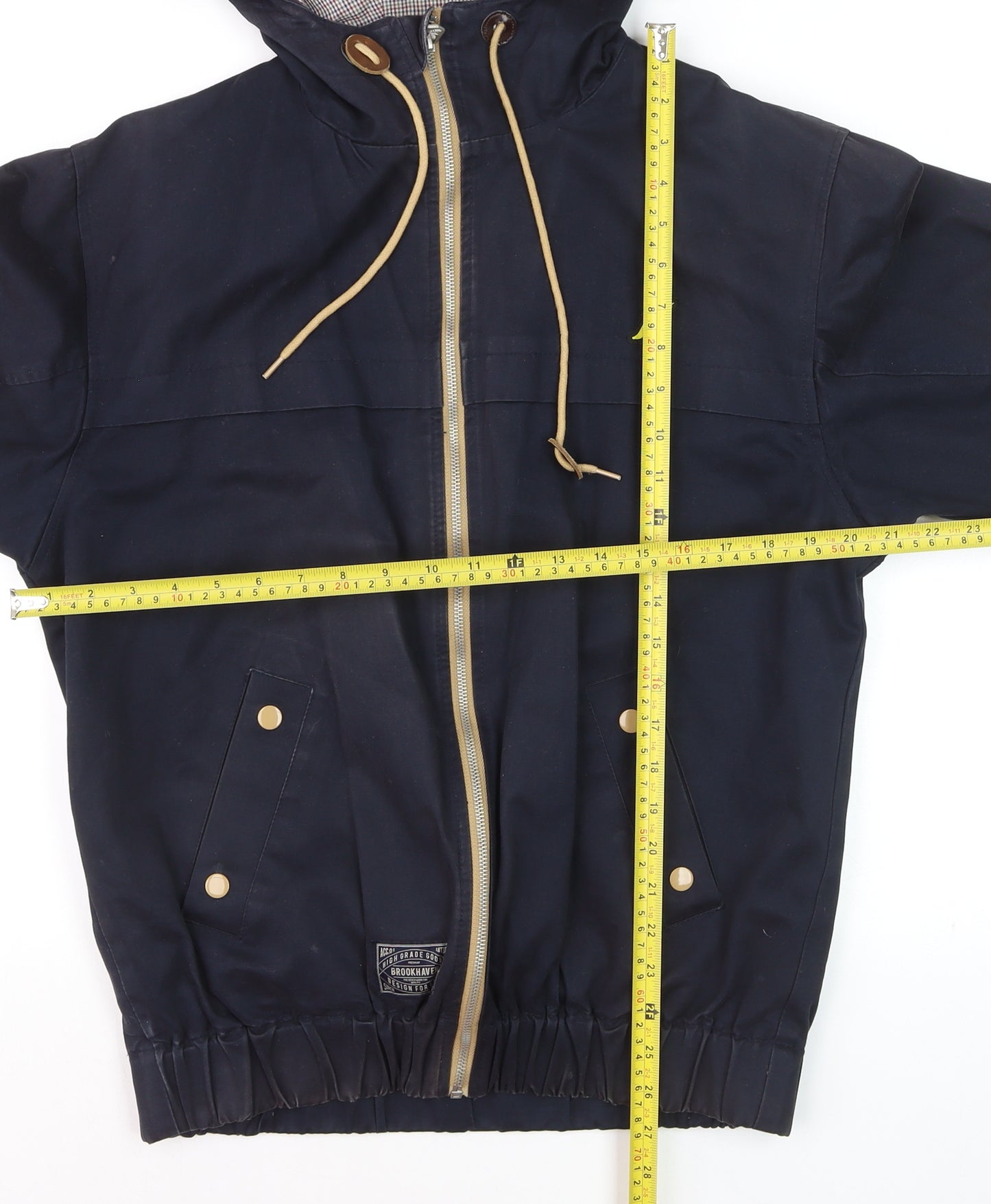 Brookhaven Men's Blue L Hooded Windbreaker Jacket with Zip Pockets