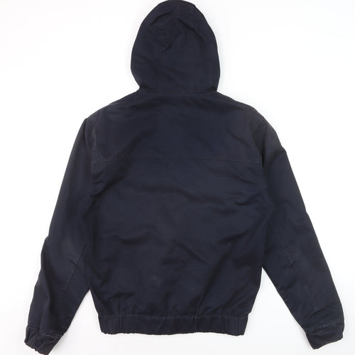 Brookhaven Men's Blue L Hooded Windbreaker Jacket with Zip Pockets