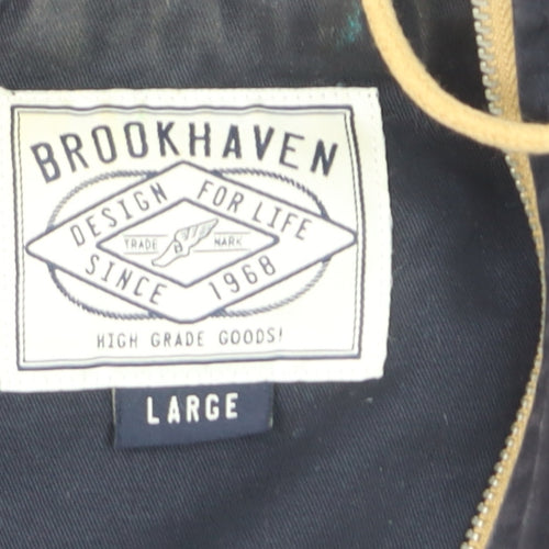 Brookhaven Men's Blue L Hooded Windbreaker Jacket with Zip Pockets