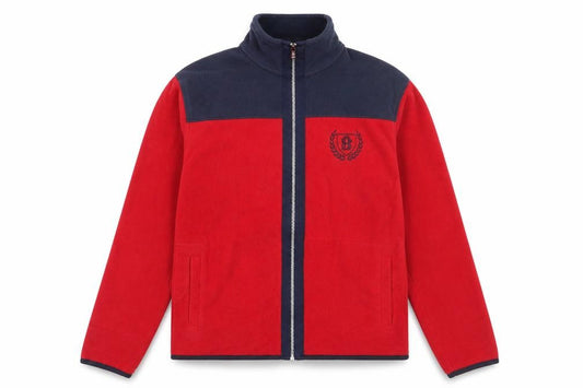 Front view of Blue Harbour Men's Red Full Zip Fleece Sweatshirt, size S