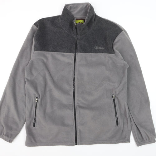 Atlas For Men Grey Full Zip Fleece Jacket L Outdoor Hiking Sweatshirt