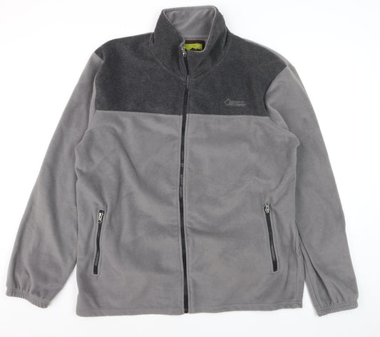 Atlas For Men Grey Full Zip Fleece Jacket L Outdoor Hiking Sweatshirt