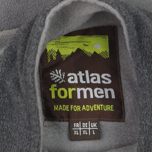 Atlas For Men Grey Full Zip Fleece Jacket L Outdoor Hiking Sweatshirt