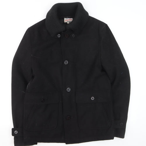Universal Garments Men Black Wool Bomber Jacket M Mid-Length