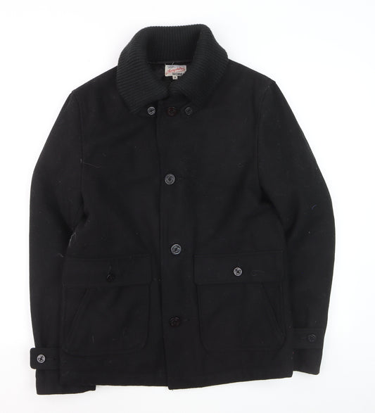 Universal Garments Men Black Wool Bomber Jacket M Mid-Length